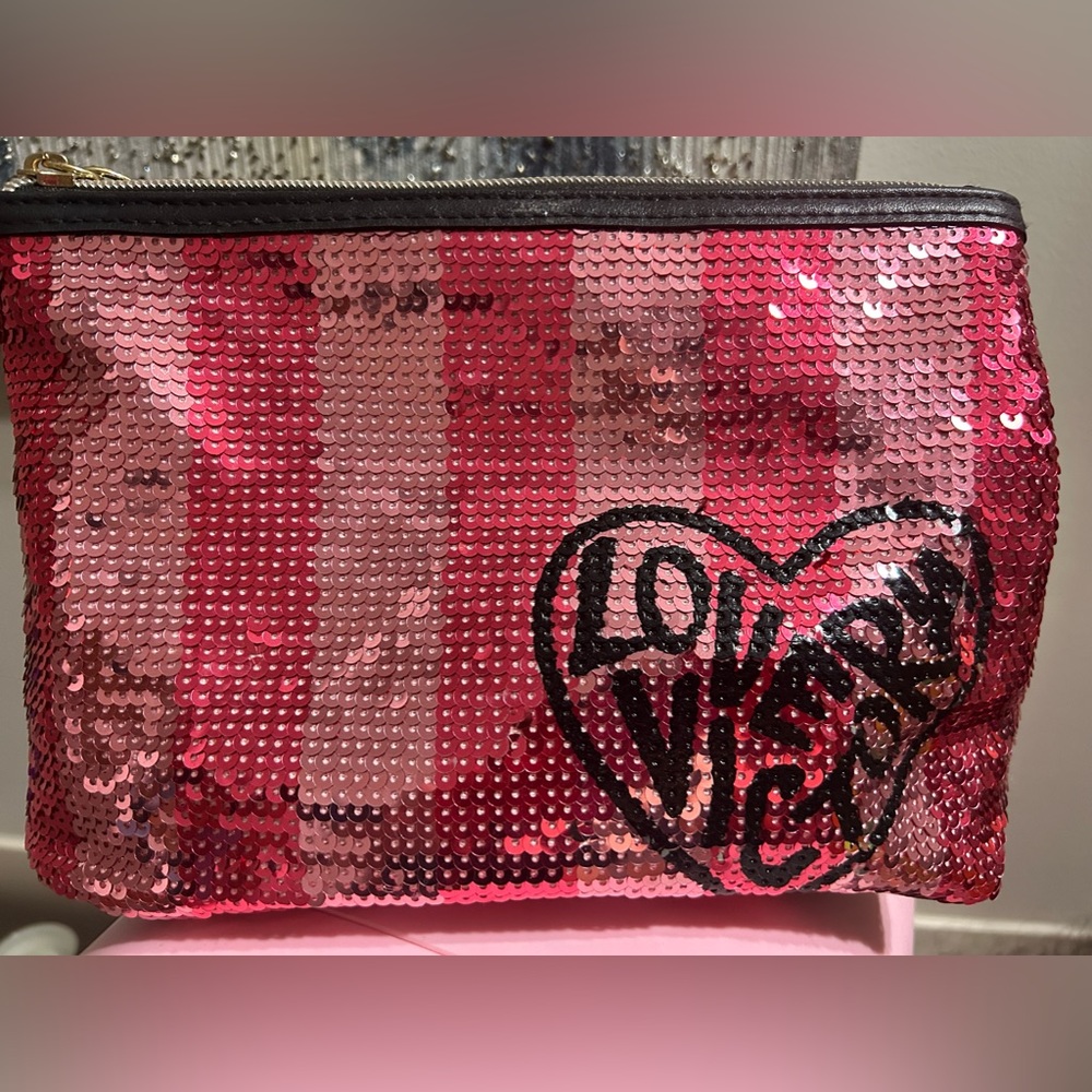 Pink Sequined Victoria’s Secret Makeup/Toiletries Bag